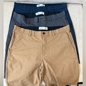 3 PAIR Old Navy Men's Gray Blue Khaki Tech Chino Shorts 36